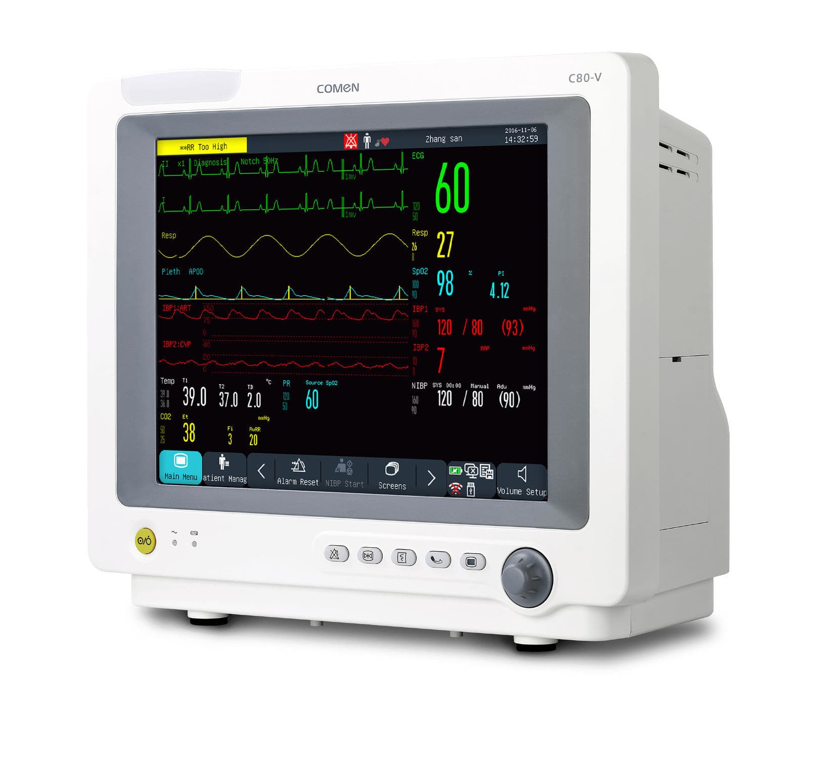 Monitor multiparamétrico veterinario C80 V Comen compacto ECG