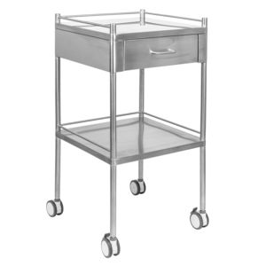carro para gasas / de transporte / 1 cajón / de acero inoxidable