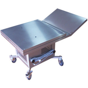 mesa de presentación funeraria / de acero inoxidable / con ruedas / refrigerada