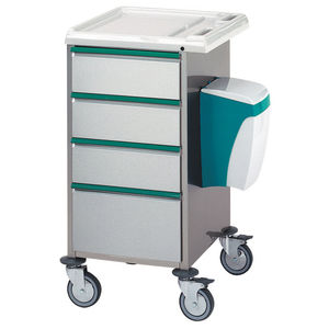 carro multifunción / con cajón / con papelera / de acero inoxidable