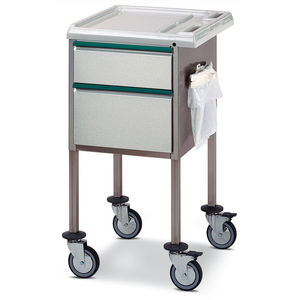 carro multifunción / con cajón / con soporte para bolsa de basura / de acero inoxidable