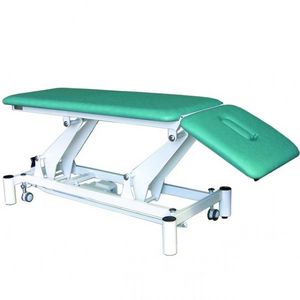 mesa de masaje eléctrica / con ruedas / de altura ajustable / de 2 secciones