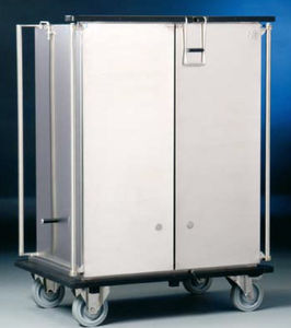 carro de transporte / de lavandería / con puerta / de acero inoxidable