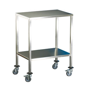 mesa de instrumentos de acero inoxidable / con ruedas / 2 estantes