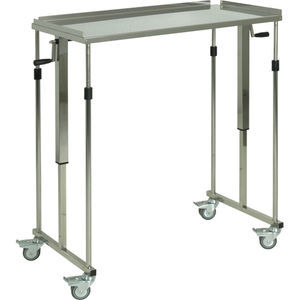 mesa de instrumentos de acero inoxidable / con ruedas / de altura regulable