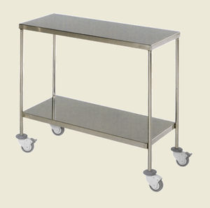 mesa de instrumentos de acero inoxidable / con ruedas / 2 estantes