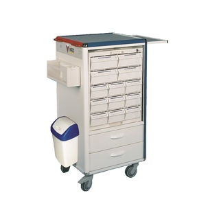 carro de dispensación de medicamentos / para medicamentos / con cajón / con papelera