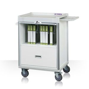 carro de transporte / para historiales médicos / con cajón / acceso horizontal