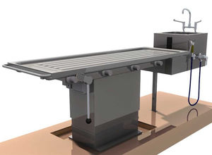 mesa de necropsia / de autopsia / de altura regulable / con fregadero