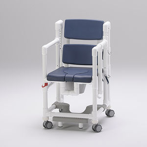 silla de ducha / con reposabrazos / con ruedas / con placa reposapiés deslizante
