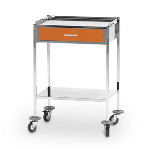 mesa de instrumentos de acero inoxidable / con ruedas / auxiliar / 2 estantes