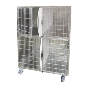 jaula veterinaria para perros / 4 compartimentos / dos cubiertas / de acero inoxidable
