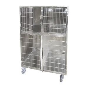 jaula veterinaria para perros / 4 compartimentos / dos cubiertas / de acero inoxidable