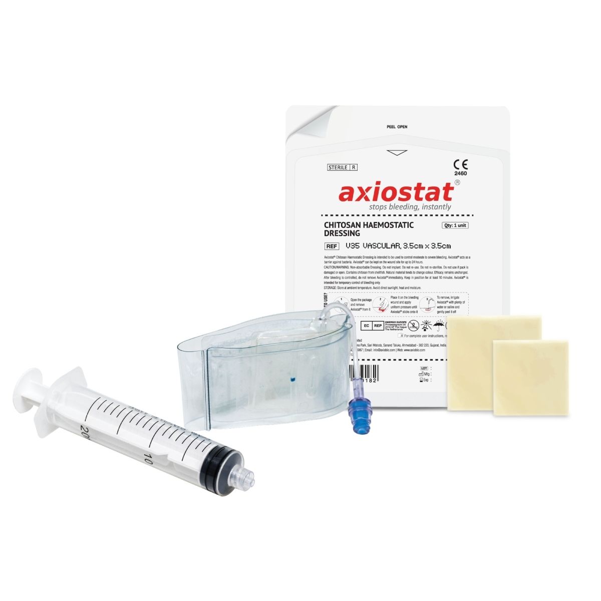 Agente hemostático pad Axiostat® Vascular V25 Axio Biosolutions