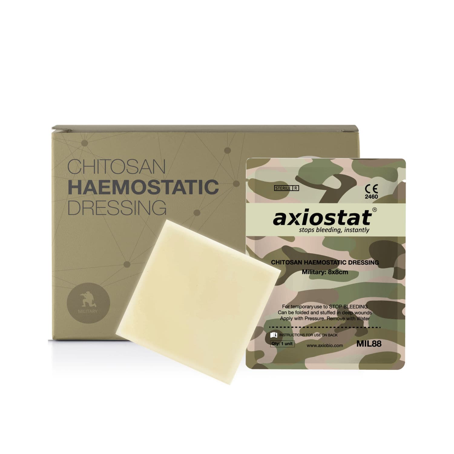 Agente hemostático pad Axiostat® Military Axio Biosolutions