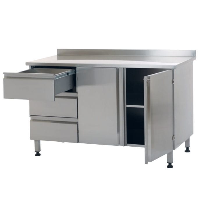 Mesa de trabajo 204.1360 SEBA HANDELS rectangular / de acero inoxidable / con cajones Mesa de trabajo 204.1360 SEBA HANDELS rectangular / de acero inoxidable / con cajones