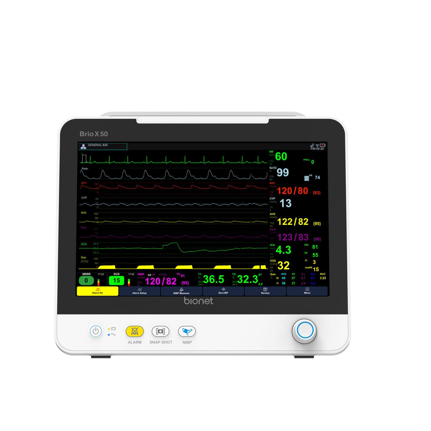 Monitor multiparamétrico compacto - Brio X50 - Bionet - ECG / SpO2 / PNI