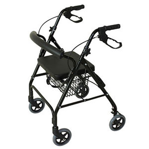 andador con ruedas 4 ruedas / con asiento / con canastas / de altura variable