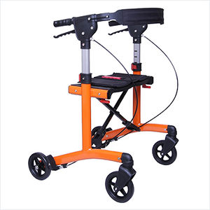 andador con ruedas 4 ruedas / con asiento / plegable