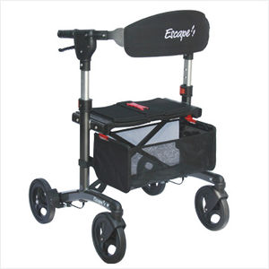 andador con ruedas 4 ruedas / con asiento / con canastas / plegable
