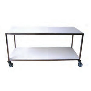 mesa de acondicionamiento de instrumental médico / rectangular / móvil / de acero inoxidable