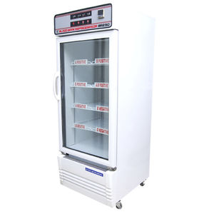 refrigerador de banco de sangre / de tipo armario / con puerta de cristal / con 1 puerta