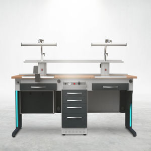 puesto de trabajo para laboratorio dental con estantes