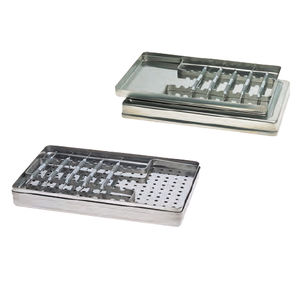 bandeja de esterilización para instrumental dental / de acero inoxidable / perforada / no perforada