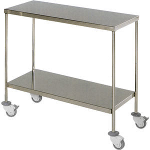 mesa de instrumentos 2 estantes / con ruedas / de acero inoxidable