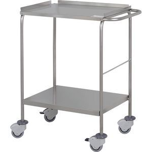 mesa de instrumentos con ruedas / de acero inoxidable / 2 estantes / auxiliar