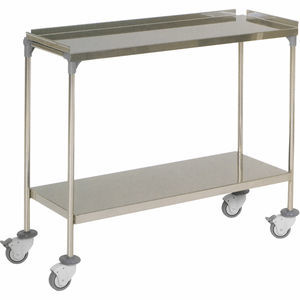 mesa de instrumentos 2 estantes / con ruedas / de acero inoxidable