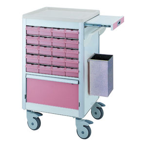 carro de dispensación de medicamentos / de medicamentos / con cajón / con bandejas
