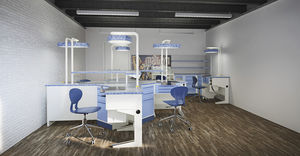 puesto de trabajo para laboratorio dental con luz