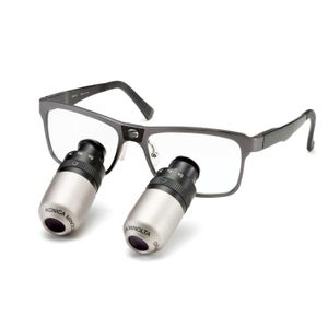 lupa binocular con montura de gafas