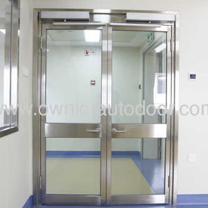 puerta corredera / de hospital / de vidrio / con paneles de vidrio