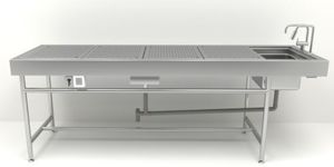 mesa de autopsia de medicina legal
