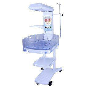 mesa de reanimación neonatal con lámpara de fototerapia