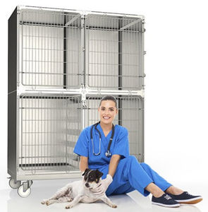 jaula veterinaria para perros / modular / de acero inoxidable