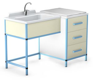 mesa para cambiar pañales / en L / con fregadero