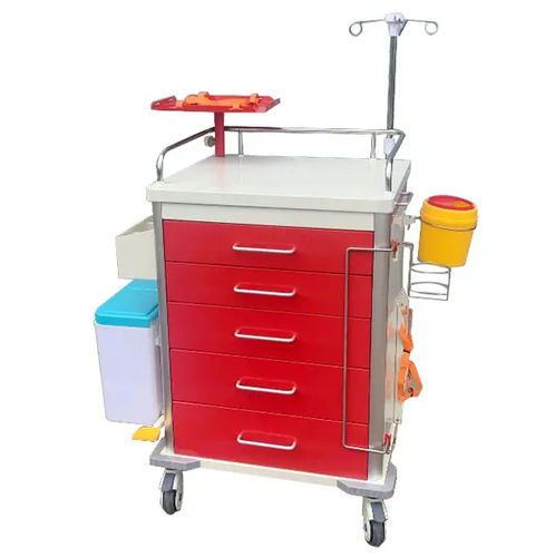 Carro de emergencia - PX-TC-850D - Pinxing Medical Equipment - 5 cajones / con canasta / con portasueros