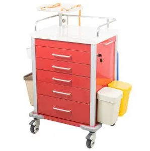 Carro de emergencia - PX-802 - Pinxing Medical Equipment - 5 cajones / con canasta / móvil