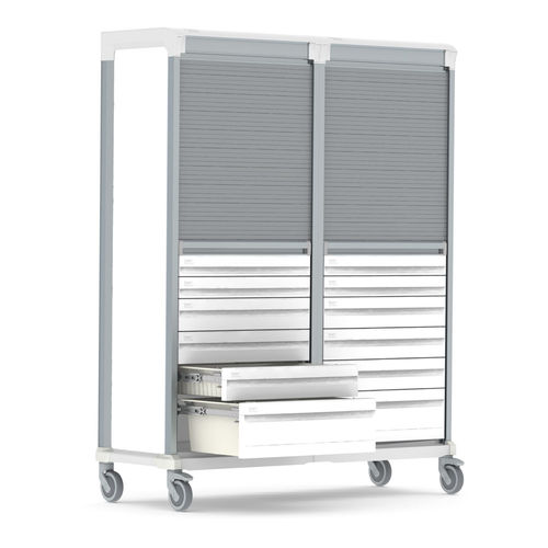 Carro para bolsas de laboratorio - Double type E storage cart with integrated drawers - Pegasus Medical Concepts - médico / para lavandería / multifunción