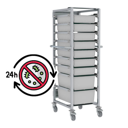 Carro de hospital - Hygieia Single U Antimicrobial - Pegasus Medical Concepts - de esterilización / para objetos esterilizados / para contenedores de esterilización
