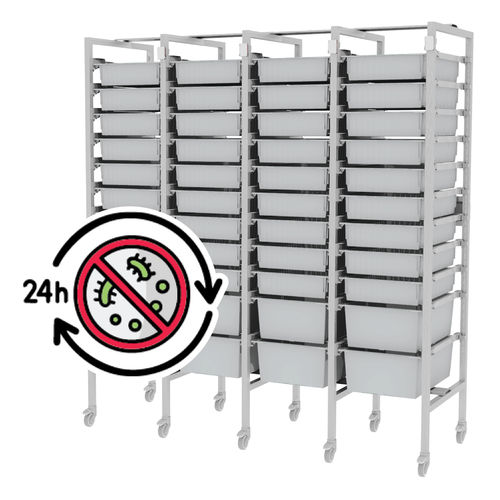 Carro de hospital - Hygieia UUUU Antimicrobial - Pegasus Medical Concepts - de esterilización / para objetos esterilizados / para contenedores de esterilización