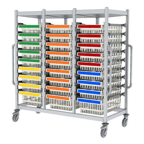 Carro de hospital - SLS-UUU-1640 + Color-Coding - Pegasus Medical Concepts - para recipientes de esterilización / de uso general / de medicamentos