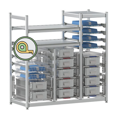 Scaffalatura di stoccaggio modular - SLS-CSPS - Pegasus Medical Concepts - de acero inoxidable / de aluminio / de alta densidad