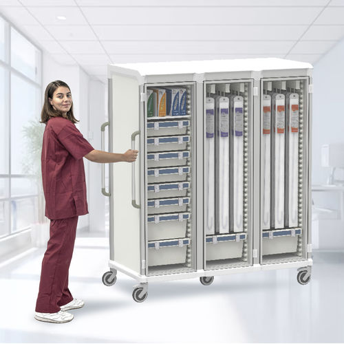 Carro médico - 6 Cath &amp; Supply - Pegasus Medical Concepts - para objetos esterilizados / para endoscopio / para instrumental