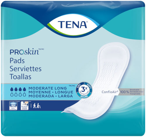 Compresa higiénica para mujer - PROSKIN MODERATE LONG - TENA - transpirable / caja de 60 unidades
