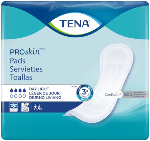Compresa higiénica para mujer - PROSKIN DAY LIGHT - TENA - transpirable / caja de 14