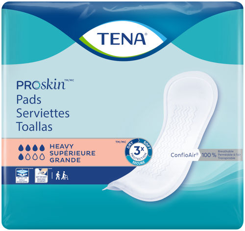 Compresa higiénica para mujer - PROSKIN HEAVY REGULAR - TENA - transpirable / caja de 60 unidades